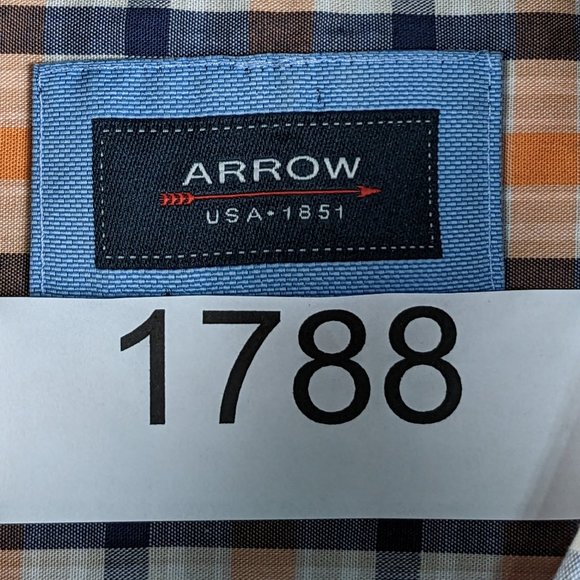 Arrow* Men's Short Sleeve Button Down Curved Hem Double Pocket Shirt~ Size Large - Picture 5 of 13